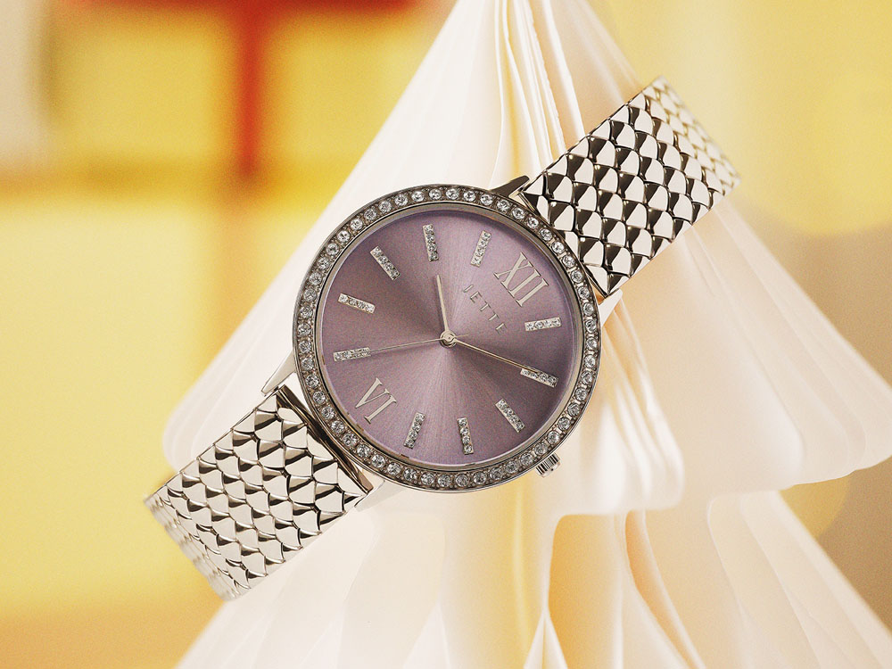 Jette Damenuhr mit grauen Zifferblatt.