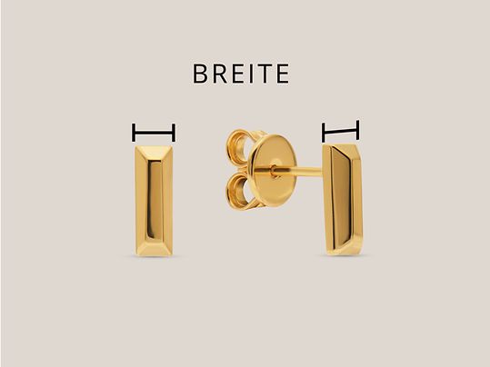 Rechteckige Ohrstecker mit angedeuteter Breite, dargestellt durch eine schwarze Linie.