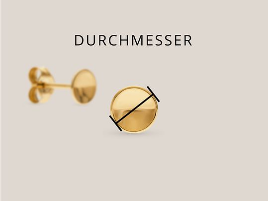 Runder Ohrring mit angedeutetem Durchmesser begleitet von der Beschriftung ‚Durchmesser,