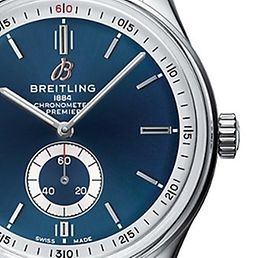 Eine blaue Uhr von Breitling.